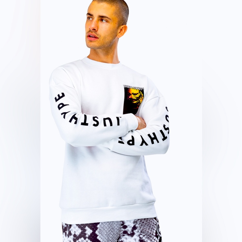 Hype Mens Lagoon Logo Print Oversized Crew Neck Sweatshirt